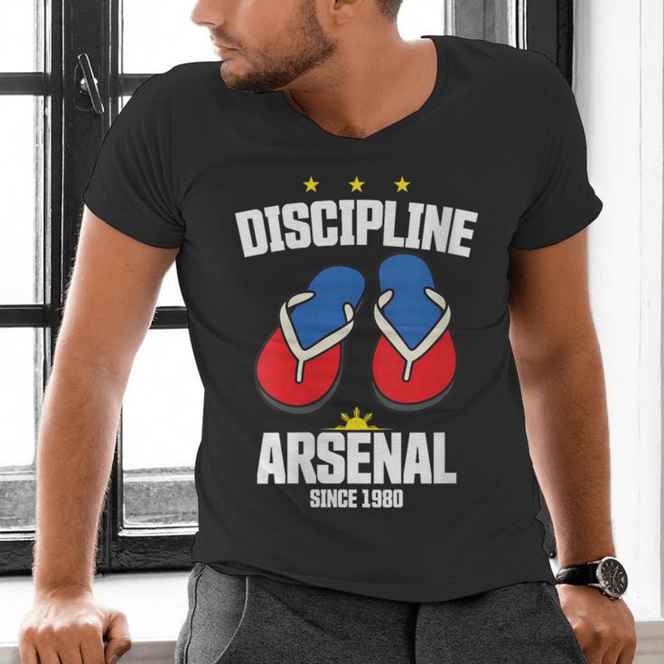 Discipline Arsenal Pinoy Nostalgia Filipino Tsinelas Men's V-Neck T-Shirt Discipline Arsenal Pinoy Nostalgia Filipino Tsinelas Men's V-Neck T-Shirt