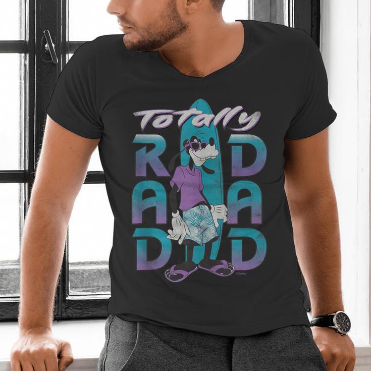 Disney Goofy Totally Rad Dad Father’s Day Surfing Distressed Men's V-Neck T-Shirt