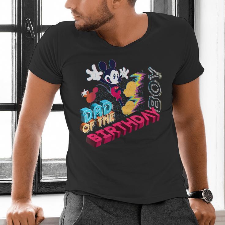 Disney Mickey Mouse Family Star Dad Of The Birthday Boy Men's V-Neck T-Shirt