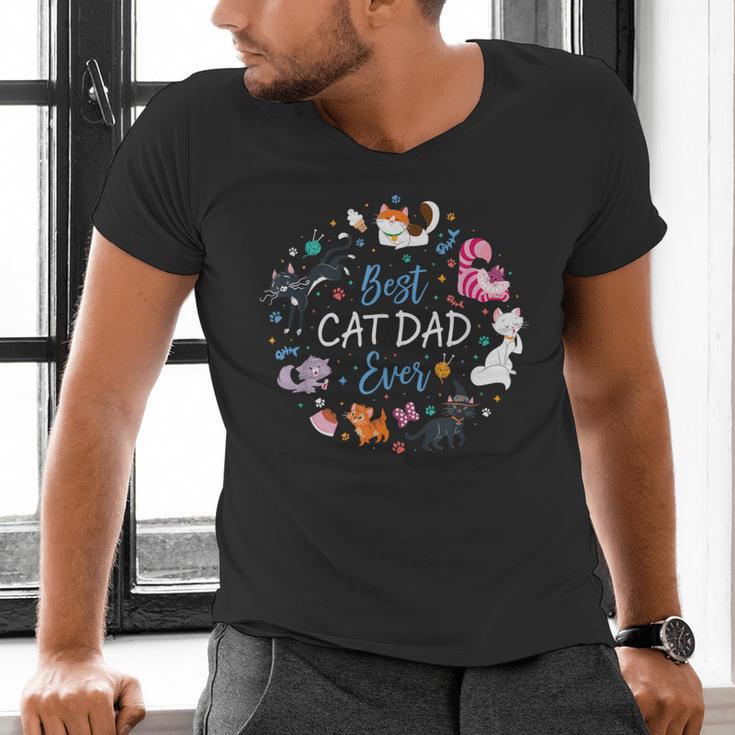Disney Pet Parent Father’s Day Disney Cats Best Cat Dad Ever Men's V-Neck T-Shirt