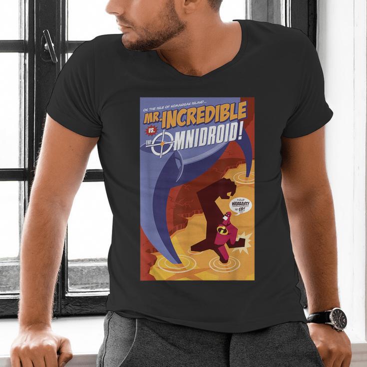 Disney Pixar The Incredibles Omnidroid Comic Book Cover Men's V-Neck T-Shirt
