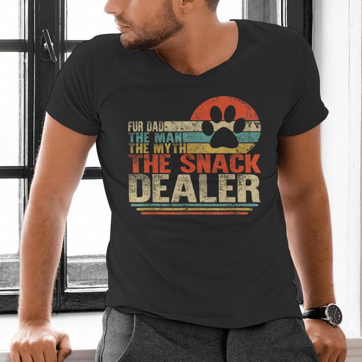 Dog Fathers Day Fur Dad The Man The Myth The Snack Dealer Men's V-Neck T-Shirt
