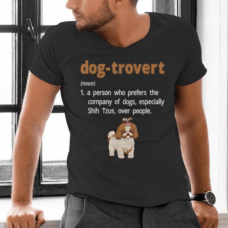 Dog-Trovert Shih Tzu Humor Definition Introvert Men's V-Neck T-Shirt