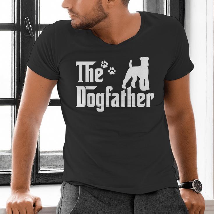 The Dogfather Tee Fathers Day Dad Dog Lover Schnauzer For Men Women Girls Kids Men's V-Neck T-Shirt