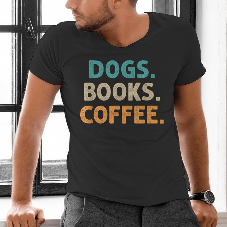 Dogs Books Coffee Book Lover Dogs Coffee Men's V-Neck T-Shirt
