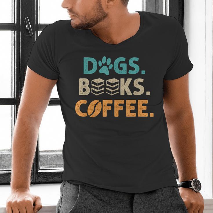 Dogs Books Coffee Reading Book Lover Men's V-Neck T-Shirt