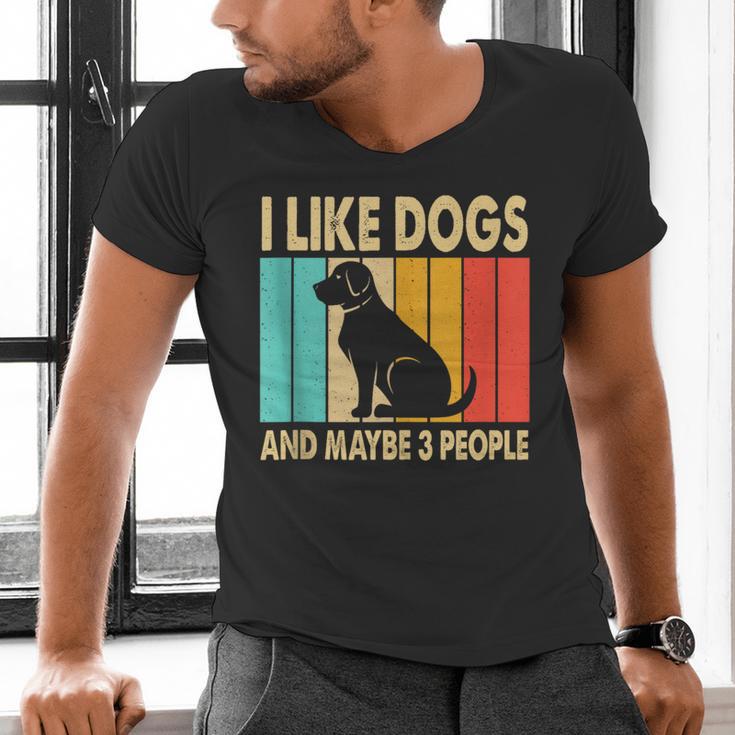 I Like Dogs And Maybe 3 People Introvert Men's V-Neck T-Shirt