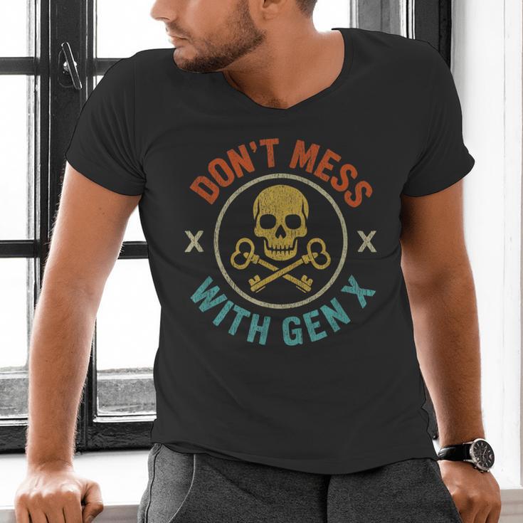 Don't Mess With Gen X Vintage Grunge Skull 80s Nostalgia Men's V-Neck T-Shirt