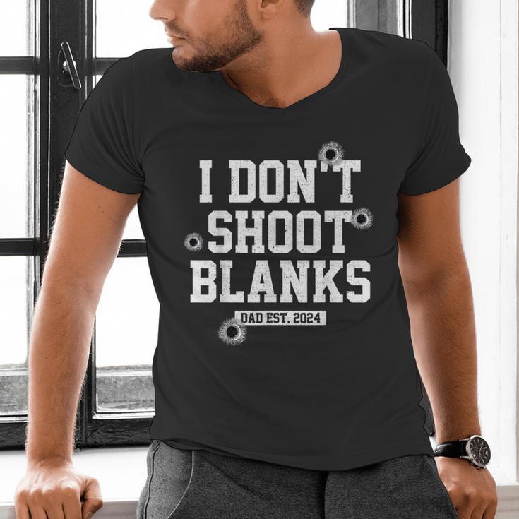 I Don't Shoot Blanks Dad Promoted To Daddy 2024 Father's Day Men's V-Neck T-Shirt
