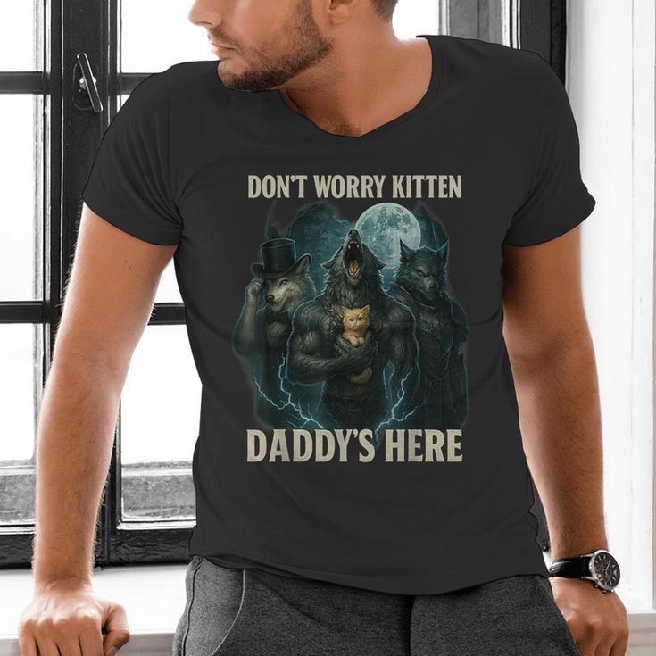Don't Worry Kitten Daddy's Here Men's V-Neck T-Shirt