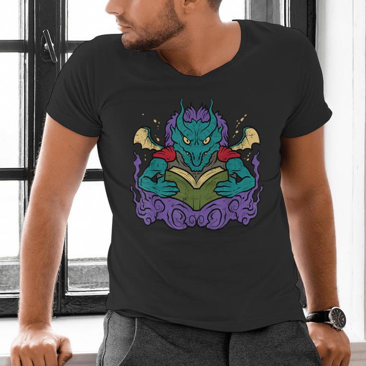 Dragon Read Reading Librarian Book Across America Kids Men's V-Neck T-Shirt