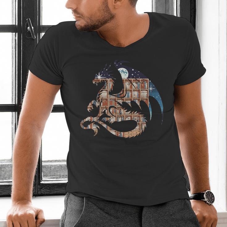 Dragon Silhouette Books Librarian Bookworm Women Men Kids Men's V-Neck T-Shirt Dragon Silhouette Books Librarian Bookworm Women Men Kids Men's V-Neck T-Shirt
