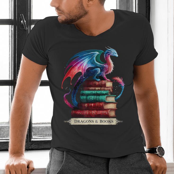 Dragons And Books Dragonworm Book Lover Reading Men's V-Neck T-Shirt