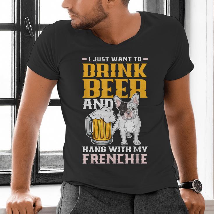 Drink Beer & Hang With My Frenchie French Bulldog Dad For Men Women Men's V-Neck T-Shirt
