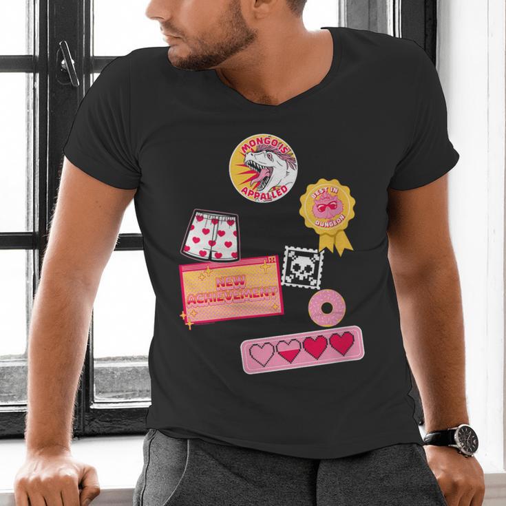 Dungeon Crawler Carl Colorful Sticker Collage LitRPG Book Men's V-Neck T-Shirt Dungeon Crawler Carl Colorful Sticker Collage LitRPG Book Men's V-Neck T-Shirt