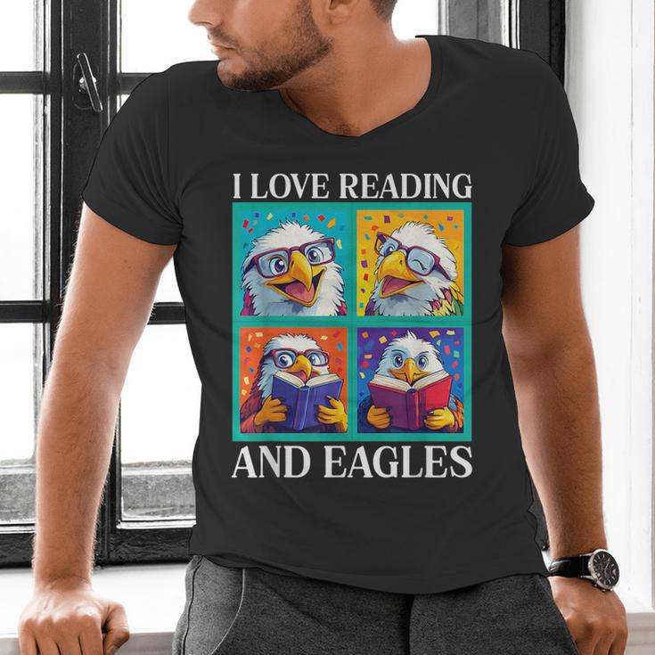 Eagle Love Reading And Eagles Child Book Lover Men's V-Neck T-Shirt Eagle Love Reading And Eagles Child Book Lover Men's V-Neck T-Shirt