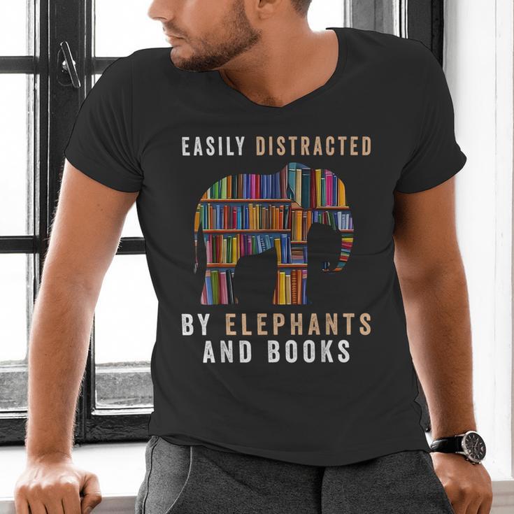 Easily Distracted By Elephants And Books Elephant Men's V-Neck T-Shirt Easily Distracted By Elephants And Books Elephant Men's V-Neck T-Shirt