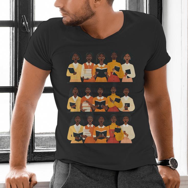 Educated Afro Women Girl Reading Book Future HBCU Grad Men's V-Neck T-Shirt