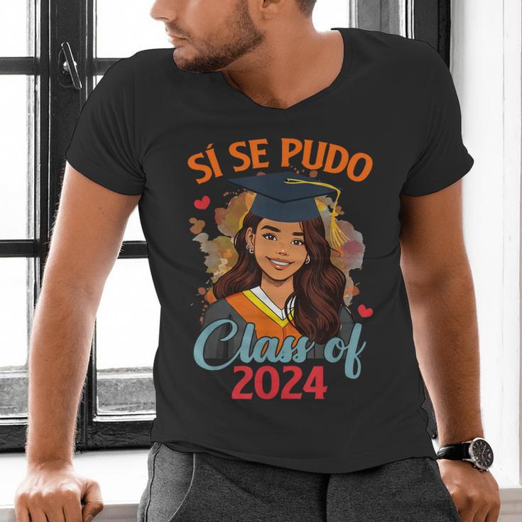 Educated Latina Graduation Day Grad Si Se Pudo Class Of 2024 Men's V-Neck T-Shirt