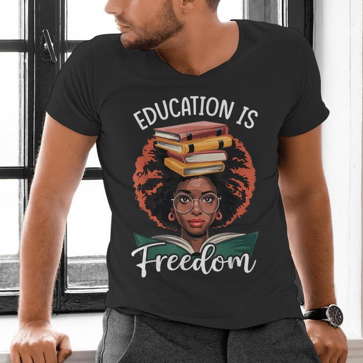 Education Is Freedom African Teacher Books Lovers Men's V-Neck T-Shirt