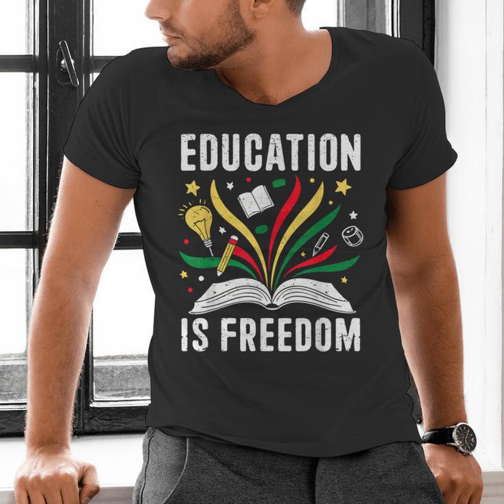 Education Is Freedom Books History Teacher Kids Men's V-Neck T-Shirt