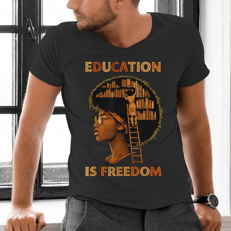 Education Is Freedom Teacher Book Black History Month Men's V-Neck T-Shirt