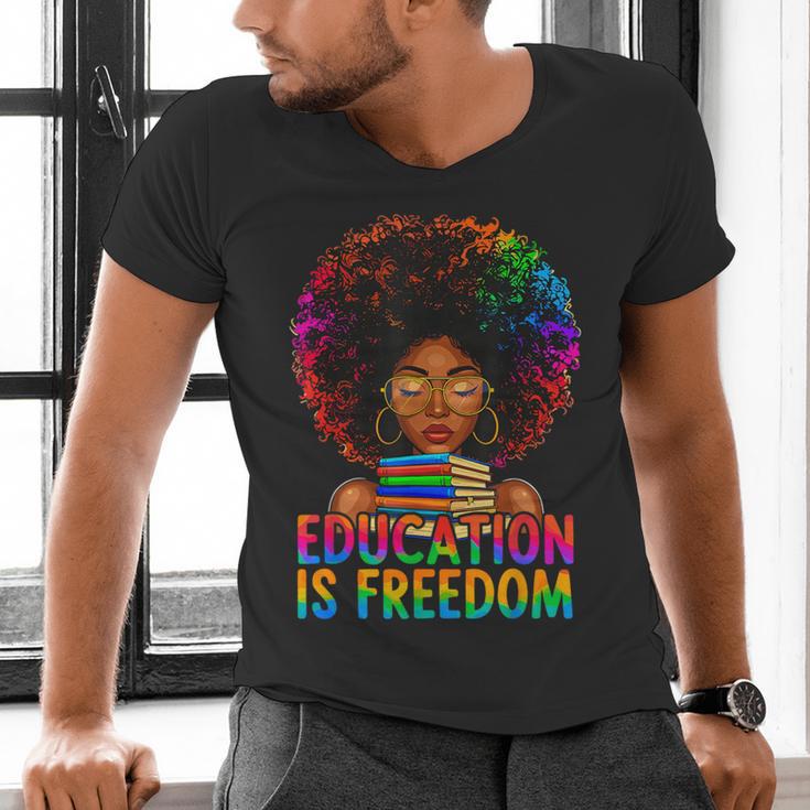Education Is Freedom Teacher Books History Month Men's V-Neck T-Shirt