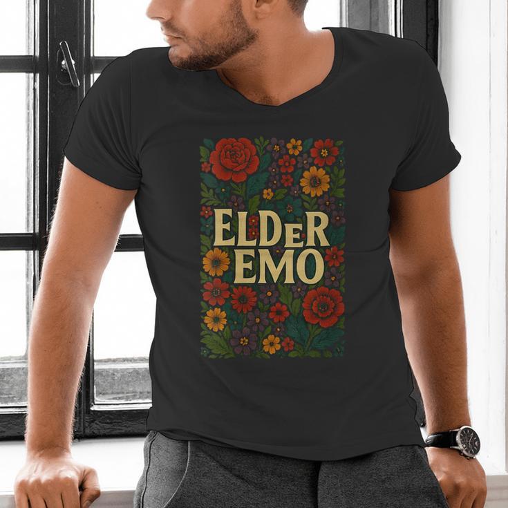 Elder Emo Floral Gothic Vintage Nostalgia Men's V-Neck T-Shirt Elder Emo Floral Gothic Vintage Nostalgia Men's V-Neck T-Shirt