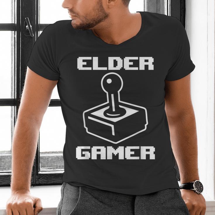 Elder Gamer Retro Video Game Nostalgia Old Gamer Men's V-Neck T-Shirt