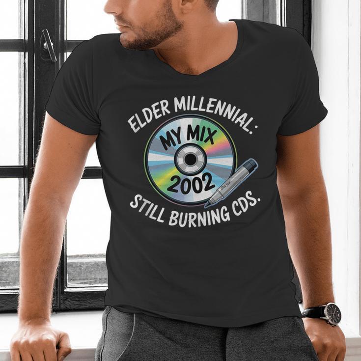 Elder Millennials Embracing 90s CDs Nostalgia Vibes Men's V-Neck T-Shirt