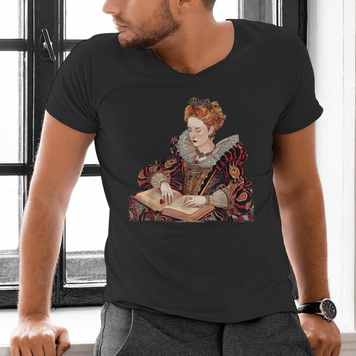 Elizabeth I Reading A Book Men's V-Neck T-Shirt