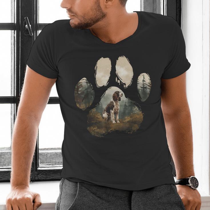 English Springer Spaniel Mountain Paw Dog Mom Dad Men's V-Neck T-Shirt