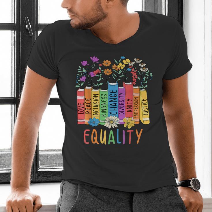 Equality Book LGBTQ Wildflowers Equal Rights Gay Kindness Men's V-Neck T-Shirt