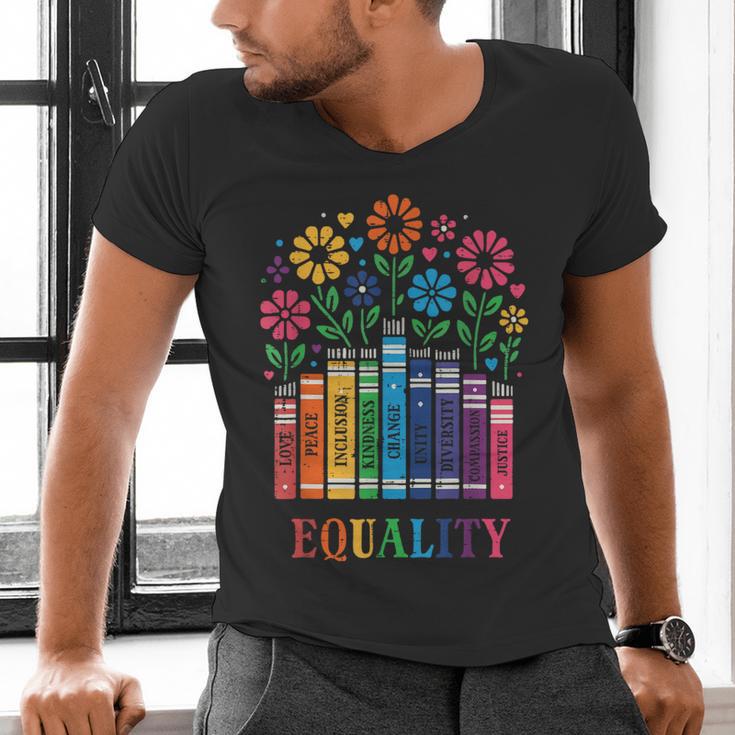 Equality Love Peace Compassion Books Protest Women Girls Kid Men's V-Neck T-Shirt
