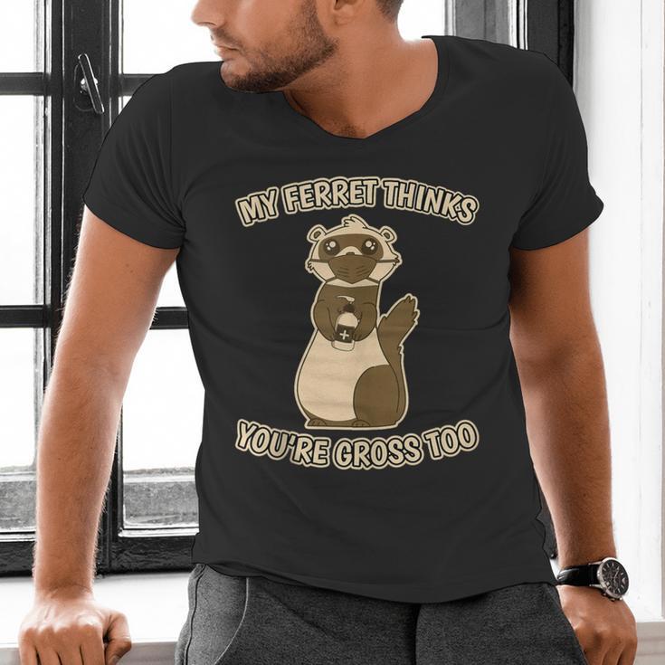 Ew People Ferret Saying Mask Introvert Ferrets Men's V-Neck T-Shirt