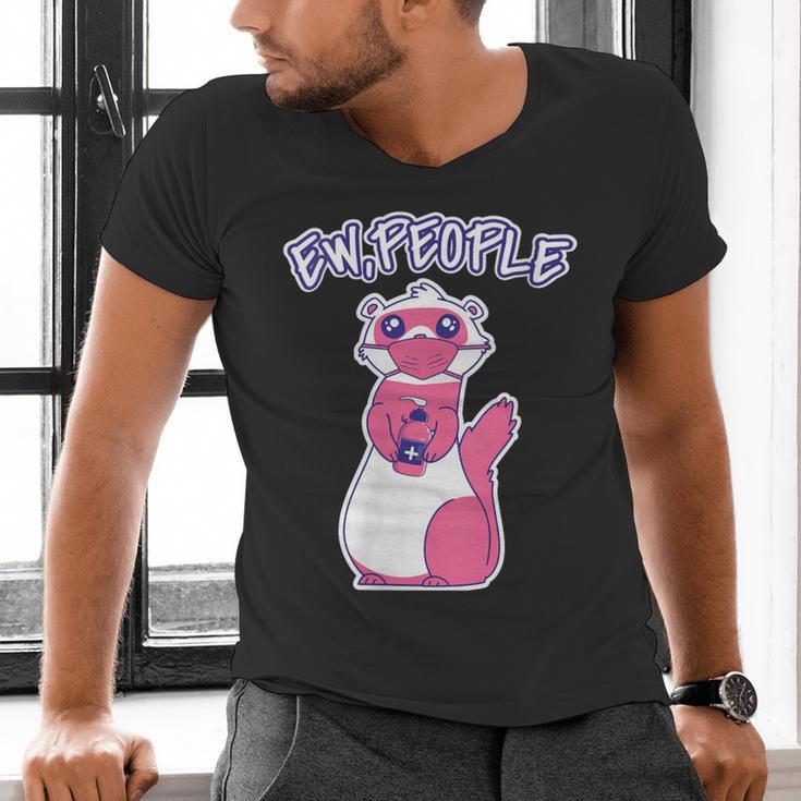 Ew People Introvert Ferrets Saying Mask Ferret Men's V-Neck T-Shirt Ew People Introvert Ferrets Saying Mask Ferret Men's V-Neck T-Shirt