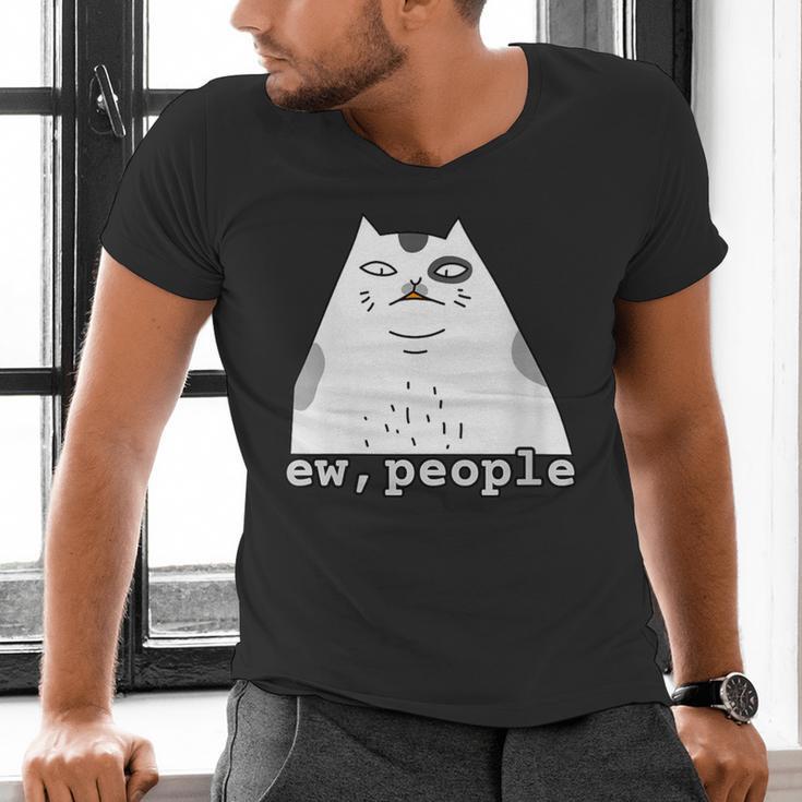Ew People Introvert Sayings Sarcastic Cat Quote Men's V-Neck T-Shirt Ew People Introvert Sayings Sarcastic Cat Quote Men's V-Neck T-Shirt