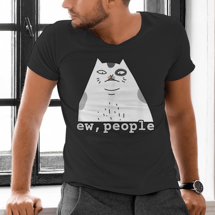 Ew People Introvert Sayings Sarcastic Cat Quote Men's V-Neck T-Shirt Ew People Introvert Sayings Sarcastic Cat Quote Men's V-Neck T-Shirt