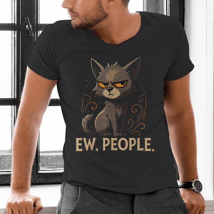 Ew People Moody Cat Sarcastic Introvert Artwork Men's V-Neck T-Shirt Ew People Moody Cat Sarcastic Introvert Artwork Men's V-Neck T-Shirt