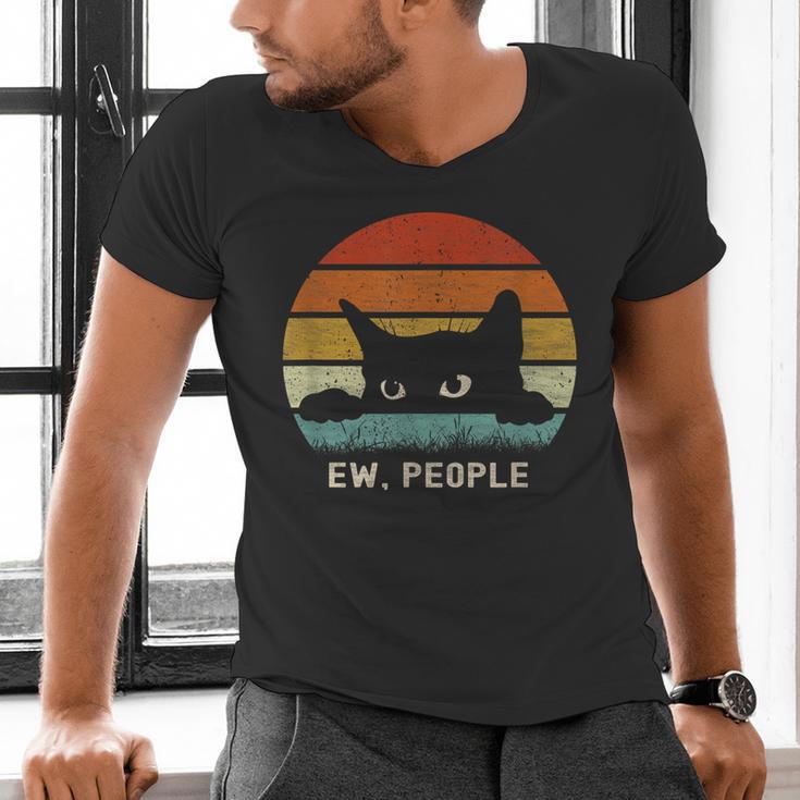 Ew People Retro Cat Cat Lover Introvert Men's V-Neck T-Shirt
