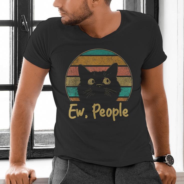 Ew People Retro Cat Lover Social Introvert Men's V-Neck T-Shirt Ew People Retro Cat Lover Social Introvert Men's V-Neck T-Shirt