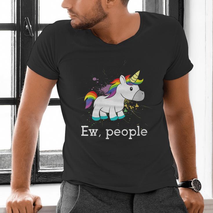 Ew People Unicorn Lover Introvert Rainbow Unicorn Men's V-Neck T-Shirt Ew People Unicorn Lover Introvert Rainbow Unicorn Men's V-Neck T-Shirt