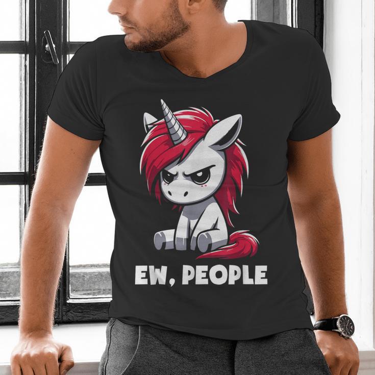 Ew People Unicorn Sarcastic Humor Introvert Men's V-Neck T-Shirt