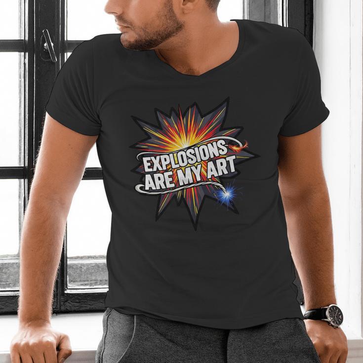 Explosions Are My Art Comic Book Boom Men's V-Neck T-Shirt Explosions Are My Art Comic Book Boom Men's V-Neck T-Shirt