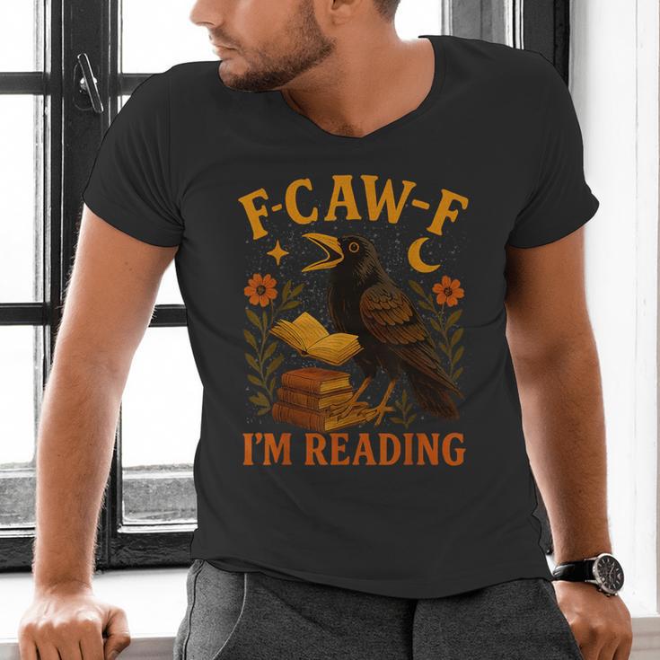 F CAW F Crow I'm Reading Book Lover Fall Men's V-Neck T-Shirt F CAW F Crow I'm Reading Book Lover Fall Men's V-Neck T-Shirt