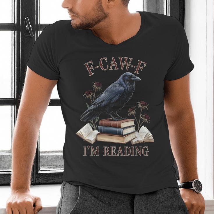 F-CAW-F Crow Book Lover Reader Gothic Humor Men's V-Neck T-Shirt