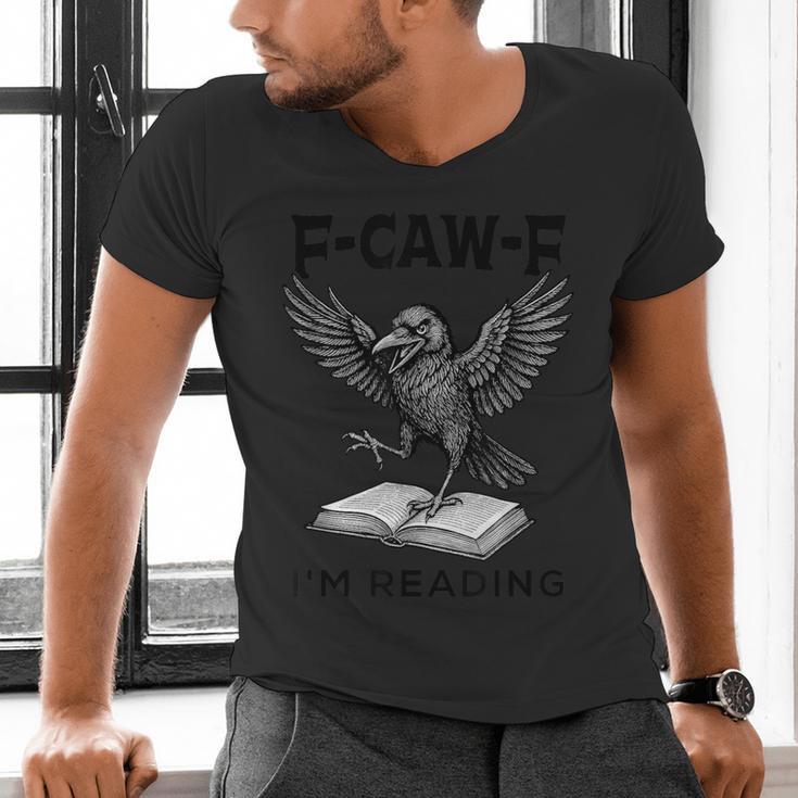 F-Caw-F Crow Book Lovers Vintage Bookish Bird Men's V-Neck T-Shirt F-Caw-F Crow Book Lovers Vintage Bookish Bird Men's V-Neck T-Shirt