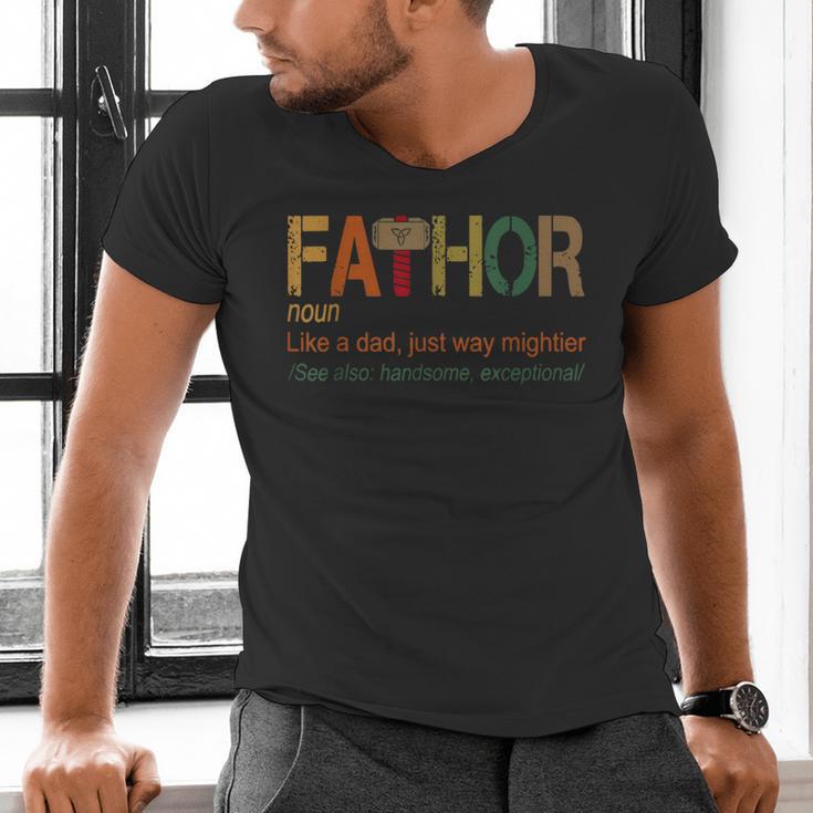 FA-Thor Like Dad Just Way Mightier Hero Fathers Day Small Men's V-Neck T-Shirt