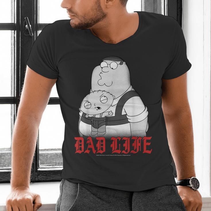 Family Guy Peter Stewie Dad Life Distressed Big Chest Logo Men's V-Neck T-Shirt
