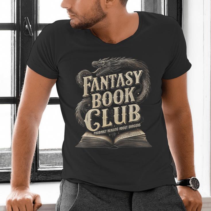 Fantasy Book Club Dragons For Women Men Or Kids Reading Men's V-Neck T-Shirt Fantasy Book Club Dragons For Women Men Or Kids Reading Men's V-Neck T-Shirt